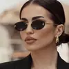 Gafas de sol sin montura de nuevo estilo con letra F, montura ovalada incrustada de diamantes, gafas de sol de moda, gafas decorativas de protección solar de montura pequeña de tendencia europea y americana