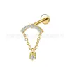 Pendientes de Aleación de Cobre F136 Incrustados con Circonita Pendientes de Cadena de Moda Joyería de Titanio para Perforaciones Clavos para Hueso de la Oreja