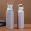 Taza Térmica de Acero Inoxidable 304 Transfronteriza para Comercio Exterior, Botella de Agua Portátil de Gran Capacidad para Deportes al Aire Libre con Asa y Popote, Personalizable