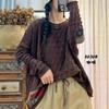 Suéter Retro Artístico Nuevo de Otoño e Invierno para Mujer Estilo Perezoso Estilo bf Manga Larga Cuello de Tortuga Cuello Redondo Holgado Talla Grande Tejido Acolchado