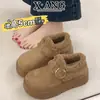 Sapatos Birkenstock de sola grossa, tudo-em-um, para comércio exterior transfronteiriço, para mulheres, forrados com fleece, espessados, botas de neve quentes, sapatos de algodão slip-on, sapatos peludos
