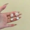 Brincos de Pérola Floco de Neve Temperamento Versátil Brincos Pendentes Temperamento Luxo Leve Sensação de Alto Padrão Brincos de Tarraxa de Pérola Fogos de Artifício Acessórios de Orelha Atacado