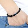 Pulseira de Miçangas de Vidro Brilhante de 6mm Pulseira Preta Masculina Moda Europeia e Americana Pulseira de Miçangas Pupila de Vidro