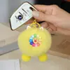Chaveiro de Pelúcia com Rosto Sorridente e Flor Colorida Boneca Bola de Pelo Fofa Pingente para Bolsa Mochila Carro