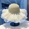 Chapéu de Palha de Verão com Renda de Tulipa e uma Doce Vibe Litorânea, Chapéu de Sol para Viagem e Lazer com Aba Larga