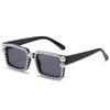 Gafas de sol de verano nuevas con montura cuadrada, estilo europeo y americano de celebridad de internet, hip-hop, con pedrería, gafas de sol con perlas transfronterizas Ins para mujer