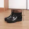 Botas de lluvia para hombre con forro de polar, zapatos impermeables de caña alta, botas de lluvia de caña media para hombre, zapatos de goma antideslizantes de caña alta para trabajo en cocina, zapatos para pescar y lavar el coche