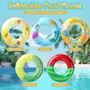 Anillo inflable de natación de PVC de colores con impresión completa personalizado por el fabricante, Anillo inflable de PVC para ayuda a la natación infantil