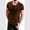 Nueva moda casual para hombre estilo europeo y americano, nueva camiseta de manga corta con decoración de cremallera de flor quemada, ropa para hombre