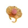 Anillo de Flor Fundido Estilo Palacio Francés para Mujer, Anillo Abierto Retro de Alta Gama con Gemas, Joyería de Acero Inoxidable de Lujo Accesible