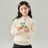 Nuevo suéter de punto de lana pura para niños con cuello medio alto y media cremallera, suéter grueso de punto trenzado para niños y niñas
