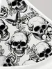 Top Halter Negro y Blanco Estilo Y2K con Estampado de Calavera Gótica Oscura, Espalda Descubierta, Moda Corto sin Mangas