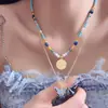 Collar de Mariposa con Cuentas Turquesa Dopamina para Mujer 2025 Nuevo Cadena de Clavícula Apilable Versátil de Alta Gama Tendencia