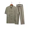 Traje de Verano Estilo Tang para Hombre de Manga Corta, Camisa de Verano para Padre de Mediana Edad y Anciano, Camisa para Hombre, Ropa Nueva Estilo Chino para Personas Mayores