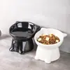 Tigela de gato fofa, comedouro para animais de estimação, tigela de alimentação inclinada com proteção para o pescoço integrada, elevada para prevenir queixo preto