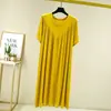 Vestido Suelto 2026 Verano Delgado Modal Largo Hasta la Rodilla Línea A Adelgazante Camisón Vestido de Casa Plisado