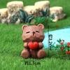 Desenho Animado de Animal Cor Sólida Escultura em Madeira Urso Micro Paisagem Enfeites Resina Pequenos Acessórios Joias DIY Mesa Ornatos