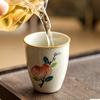 Ceniza de Planta Taza de Boceto de Durazno Pintada a Mano Taza de Té Cerámica Hogar Taza de Degustación de Té Taza Individual Taza de Té para Oficina Gama Alta