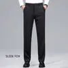 Calça profissional retro estilo Hong Kong com elasticidade em quatro direções, nova calça reta slim de outono de alta qualidade, calça preta para homens de meia-idade