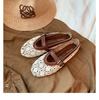Nuevo Estilo Romántico Crochet Calado Patchwork Versátil Correa Delgada Mary Jane Zapatos Planos de Verano para Mujer