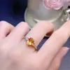 Anillo de Citrino Amarillo Natural con una Piedra Suelta Completamente Limpia de 6*8mm, Hecho de Plata de Ley 925 Chapada en Oro de 18K