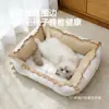 Cama de pet para primavera e verão para cães pequenos, sofá-cama para cachorro, cama para gato, cama para cachorro com laço, cama quadrada, adequada para todas as estações