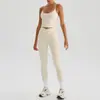 Conjunto de Sutiã Esportivo de Manga Curta com Gola Halter e Bolso para Corrida e Yoga Calça Longa e Curta para Mulheres