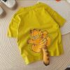 Camiseta Infantil Estéreo Boneca Manga Curta Verão 2025 Nova Solta Coreana Desenho Animado Top Meia Manga Camiseta Básica Moderna