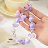 Bloques de Construcción de Cristal Corazón Cadena Doble Cadena para Teléfono Móvil Llavero para Coche Colgante Decoración para Bolsa de Auriculares Accesorio para Funda de Teléfono Móvil Hecho a Mano