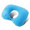 Almohada inflable, tipo presión, plegable, portátil para viajar, cojín de soporte para el cuello, adecuado para dormir de lado, uso en coche y avión