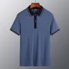 Conjunto de Seda de Hielo Manga Corta Verano Sensación de Hielo Camisa Polo Cuello Campana Estilo Delgado Papá Conjunto de Dos Piezas para Hombres de Mediana Edad y Mayores Conjunto Completo