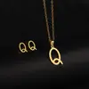 Pendientes de Alfabeto de 26 Letras Minimalistas y Elegantes Estilo Coreano, Collar de Exportación Simple de Lujo Ligero de Nicho Europeo y Americano