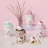 Serie Sanrio de Termos de Aspecto Elegante para Niñas, Tazas de Café Lindas de Gran Capacidad para Mantener el Frío, Vasos con Popote para Coche