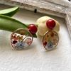 Pendientes de flores secas estilo retro francés de jardín de primavera 2024, nuevos y bonitos, estilo pastoral japonés, con personalidad para niña.