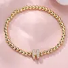 Pulsera Rongxing Transfronteriza de Zirconio Completo con 26 Letras Inglesas, Globo Burbuja, DIY, Pulsera Elástica de Cuentas de Cobre