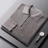 Otoño e Invierno Nueva Camisa Polo Cuello Solapa Media Cremallera Manga Larga Tejido de Punto Hombre Ajustado Negocios Exportación Transfronteriza Venta al por Mayor