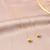 Pendientes Minimalistas de Bolas de 18K para Mujer, Pendientes Estilo Coreano, Acero de Titanio Dorado, Pendientes Largos de Forma de Frijol de Moda, Tachuelas, Accesorios para Orejas