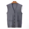 Cardigã de tricô masculino, colete de lã sem mangas liso, suéter de tricô masculino transfronteiriço de comércio exterior