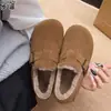 En stock~Versión de piel de vaca completamente cerrada Birkenstock zapatos para mujer zapatos de invierno con felpa engrosada cálidos sin cordones zapatos de algodón botas de nieve