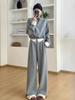 Traje Deportivo de Ocio para Mujer 2024 Invierno Nuevo Estilo Sudadera de Manga Larga Pantalones de Pierna Ancha de Cintura Alta Conjunto de Dos Piezas