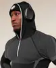 Camiseta Térmica de Manga Larga con Capucha para Hombre Gymshark Fitness Onyx5.0 Tiburón Musculoso Onyx Camiseta de Alta Elasticidad
