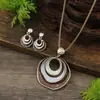 Conjunto de Brincos e Pingente de Anel Esmaltado de Três Camadas Transfronteiriço para Mulheres Anel Oco Simples e de Alta Qualidade