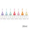 Al por mayor en stock 20ml 30ml botellas de aceite esencial de hombro plano esmerilado, botellas de vidrio 40ml 50ml botellas gotero de hombro plano transparentes