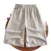 Pantalones versátiles y elegantes de Tencel y lino para el verano, pantalones casuales, de cintura alta, corte holgado, adelgazantes, pantalones finos de cinco puntos para usar al aire libre