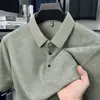 Camiseta de Manga Corta de Verano para Hombre Camisa Polo con Cuello Lapel Delgada de Moda Estampada Casual Ropa de Papá Tendencia Top de Nylon