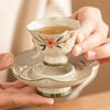 Juego de Taza y Platillo de Flor de Durazno Pintado a Mano con Pie Alto Cerámica Exquisita de Alta Gama Taza Maestra Personal para Té Taza de Té Juego de Té