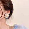 Pendientes con Colgante de Flor de Tela Aguja de Plata Estilo Vacaciones de Verano en la Costa Pendientes Estilo Bosque Pendientes Frescos y Dulces para Mujer Venta al por Mayor