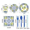 Plato de Papel Desechable con Tema de Limón Fruta de Verano, Taza de Papel, Cuchillo, Tenedor y Cuchara para traje