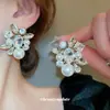 Aretes de Aguja Plateada con Borlas de Gota de Agua Incrustadas de Diamantes, Estilo Palacio, Nicho, Aretes Versátiles, Lujo Ligero, Venta al por Mayor de Aretes de Gama Alta
