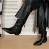 Quadrado Pequeno Dedo da Moda Combinando Saia Botas Curtas Retro Bico Fino Boca V Salto Grosso Pregueado Ocidental Slim Botas Cowboy Femininas Curtas